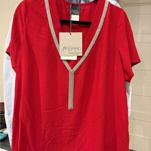 Marina Rinaldi persona Red Top. U.S. Size 10. NWT. MSRP $195